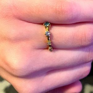 Local Eclectic Gemstone and Yellow Gold Plated Stacking Ring